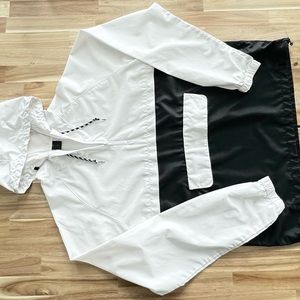 Lightweight Quarter Zip Pullover with Hood - Black & White